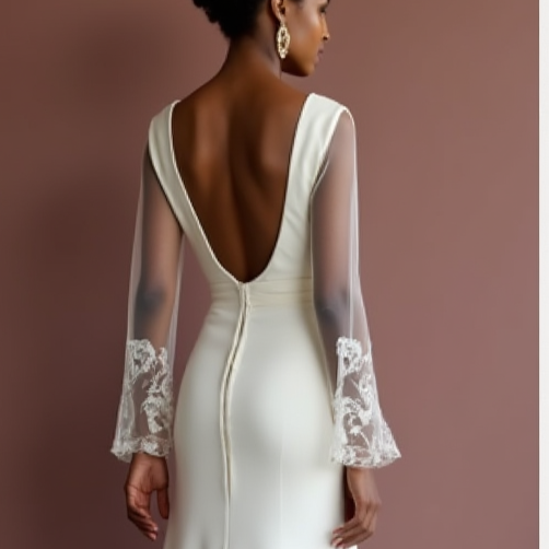 Classic A-Line Wedding Gown with a Satin Finish for a Luxurious Look backless embroidery mesh New Satin