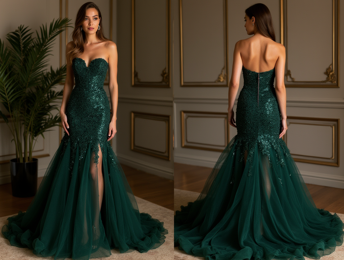 Stunning Evening Dress and Prom Dress with a Plunging Neckline for a Bold Look backless New Satin split