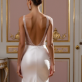 Fairytale A-Line Wedding Dress with Soft Tulle Layers backless mesh New Satin