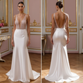 Fairytale A-Line Wedding Dress with Soft Tulle Layers backless mesh New Satin