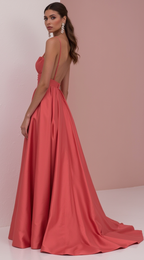 Timeless Evening Gown and Prom Dress with a Simple Design for a Sleek Look backless New Satin split