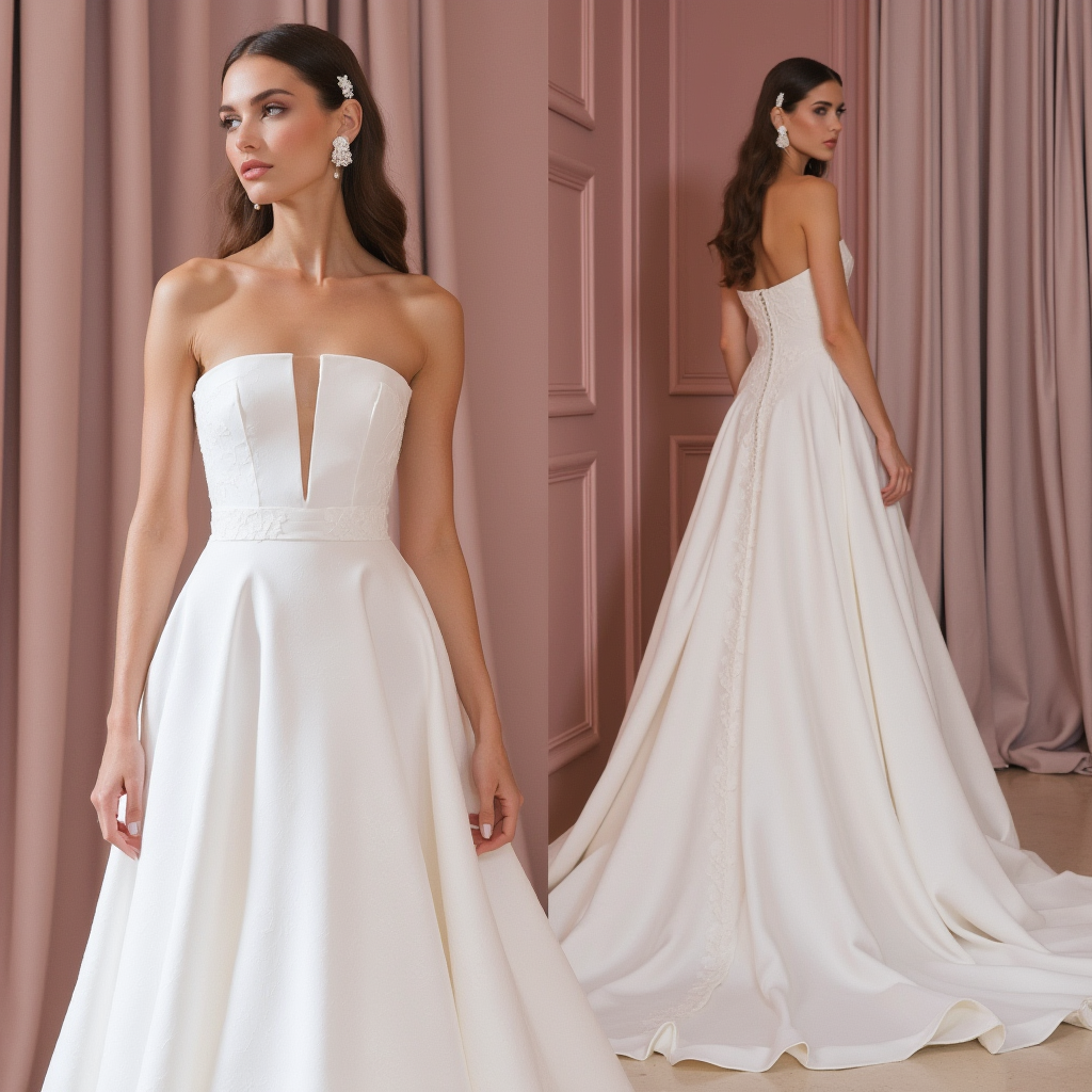 Elegant A-Line Wedding Dress with a Sweetheart Neckline backless New Satin