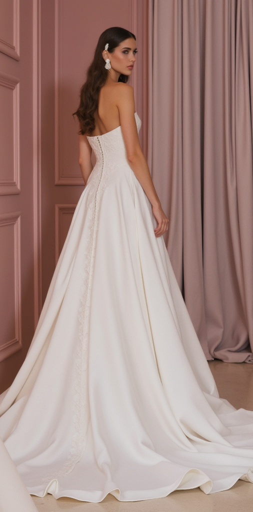 Elegant A-Line Wedding Dress with a Sweetheart Neckline backless New Satin