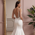 Elegant A-Line Bridal Gown with a Sheer Bodice for a Modern Twist backless embroidery mesh New Satin