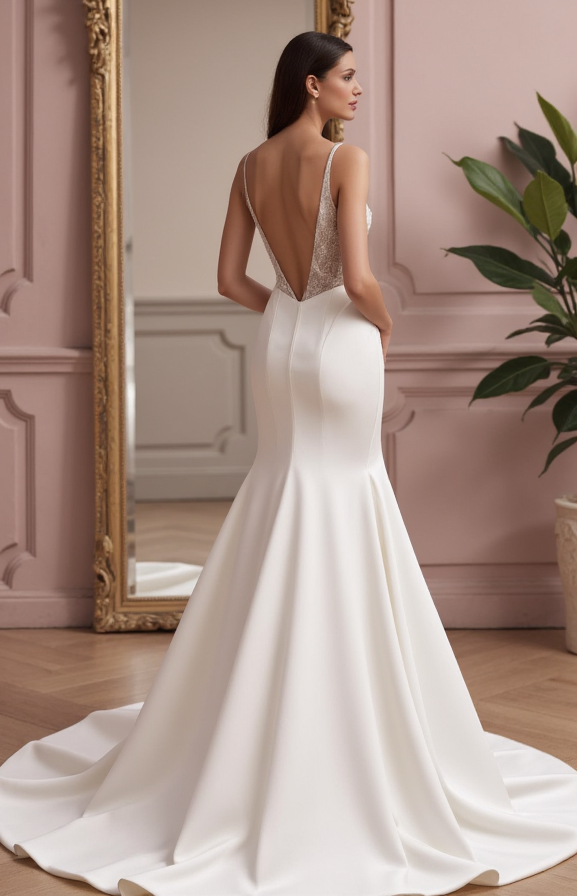 Elegant A-Line Bridal Gown with a Sheer Bodice for a Modern Twist backless embroidery mesh New Satin