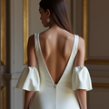A-Line White Wedding Dress with a High-Neck Design for a Chic Look backless New Satin white