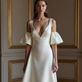 A-Line White Wedding Dress with a High-Neck Design for a Chic Look backless New Satin white