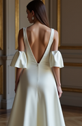 A-Line White Wedding Dress with a High-Neck Design for a Chic Look backless New Satin white