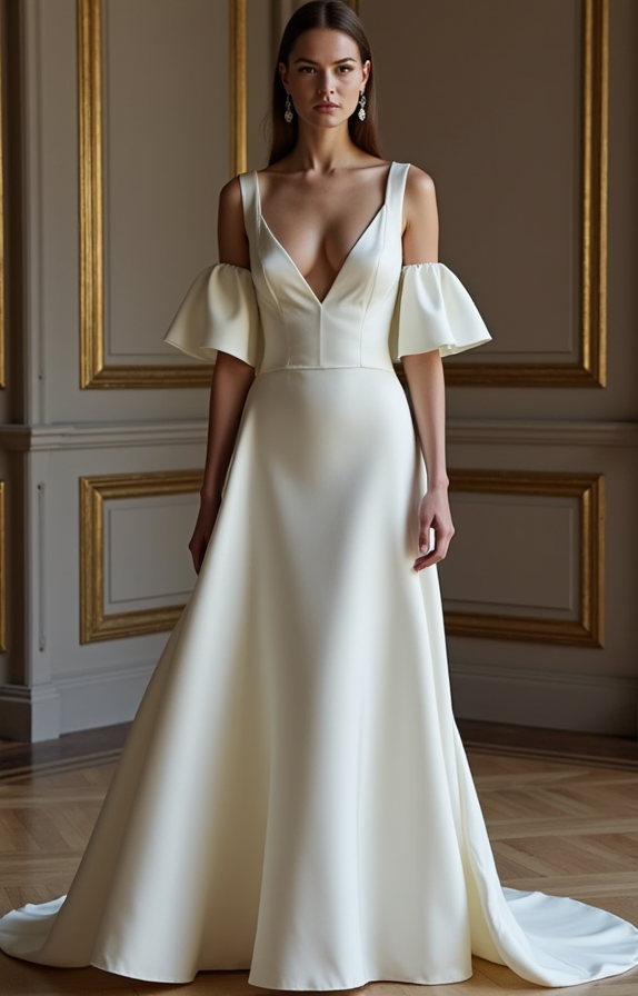 A-Line White Wedding Dress with a High-Neck Design for a Chic Look backless New Satin white