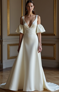 A-Line White Wedding Dress with a High-Neck Design for a Chic Look backless New Satin white