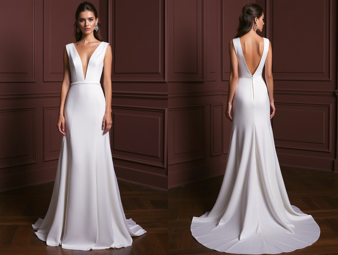Simple A-Line Wedding Dress for Minimalist Brides backless New Satin