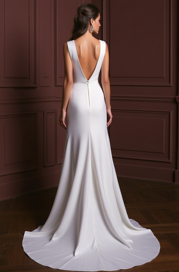 Simple A-Line Wedding Dress for Minimalist Brides backless New Satin
