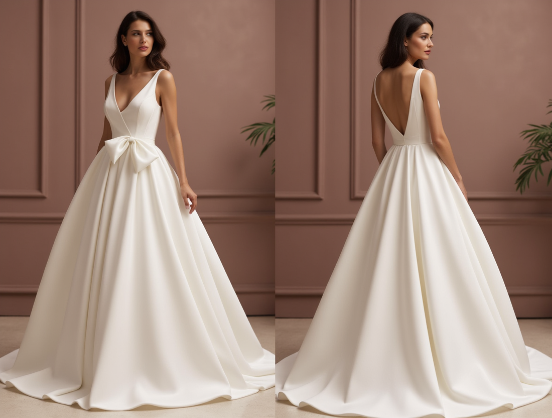 Elegant Princess Wedding Dress with a Lace Bodice for a Romantic Touch New Satin