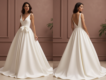 Elegant Princess Wedding Dress with a Lace Bodice for a Romantic Touch New Satin