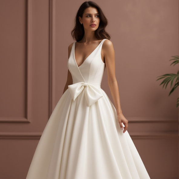 Elegant Princess Wedding Dress with a Lace Bodice for a Romantic Touch New Satin