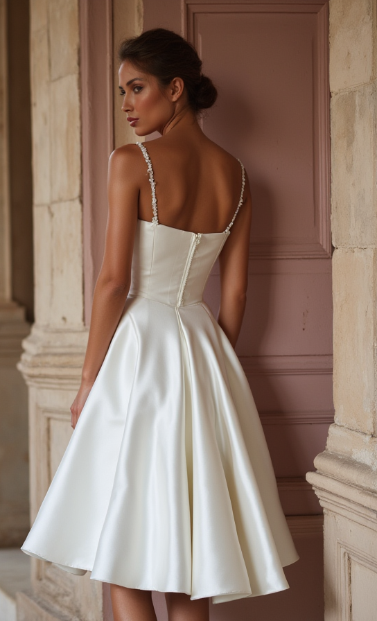 Chic Mini Short Wedding Dress with a Wrap Silhouette for a Flattering Fit backless New Satin Short Wedding Dress silk