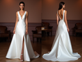A-Line Wedding Dress with an Empire Waist for a Slimming Effect backless embroidery mesh New Satin