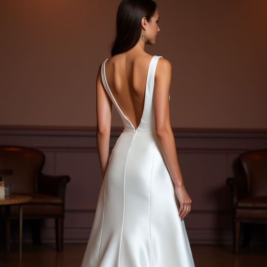 A-Line Wedding Dress with an Empire Waist for a Slimming Effect backless embroidery mesh New Satin