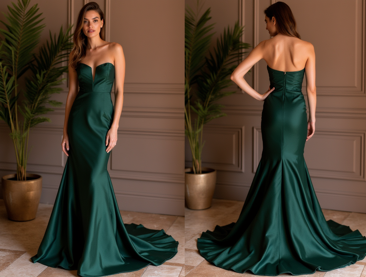 Elegant Evening Dress and Prom Gown with a Wrap Bodice for a Chic Style backless New Satin split