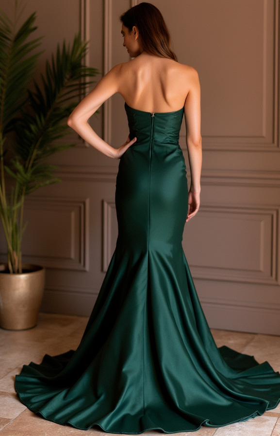 Elegant Evening Dress and Prom Gown with a Wrap Bodice for a Chic Style backless New Satin split