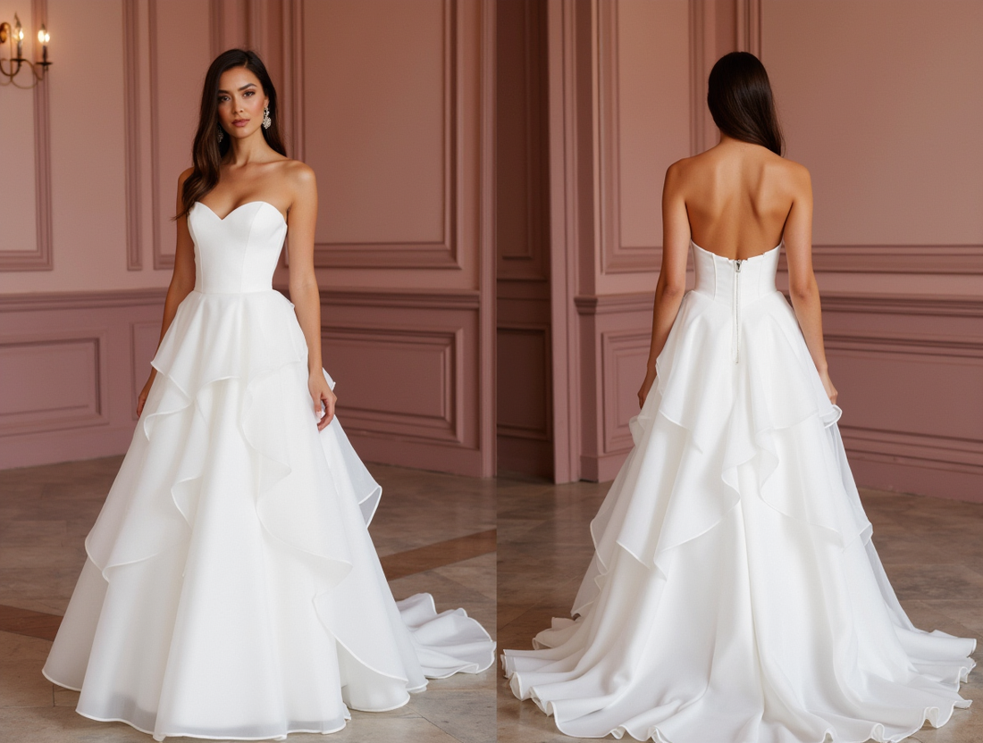 White Princess Wedding Dress with Floral Appliqués for a Romantic Touch backless New Satin white