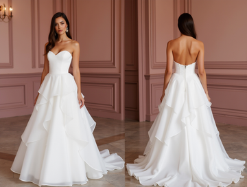 White Princess Wedding Dress with Floral Appliqués for a Romantic Touch backless New Satin white