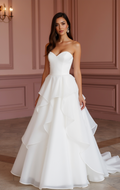 White Princess Wedding Dress with Floral Appliqués for a Romantic Touch backless New Satin white