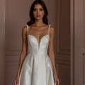A-Line Wedding Dress with Beaded Bodice for a Glamorous Look backless New Satin