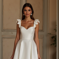 A-Line Wedding Dress with a Deep V-Neck for a Bold and Elegant Style backless New Satin
