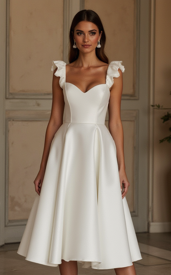 A-Line Wedding Dress with a Deep V-Neck for a Bold and Elegant Style backless New Satin