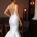 Elegant Trumpet Wedding Dress with a Timeless and Classic Design backless mesh New Satin