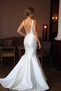Elegant Trumpet Wedding Dress with a Timeless and Classic Design backless mesh New Satin