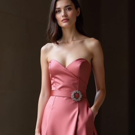 Sexy Pink Evening Dress & Prom Dress with Lace-Up Back for a Stunning Fit New pink Satin