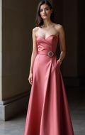 Sexy Pink Evening Dress & Prom Dress with Lace-Up Back for a Stunning Fit New pink Satin