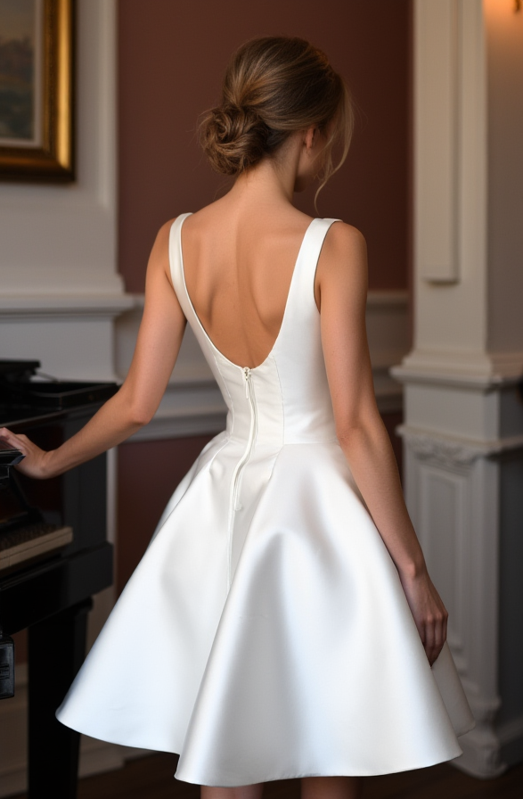 Chic Short Wedding Dress and Mini Dress with a High Neckline for a Sophisticated Style backless New Satin Short Wedding Dress silk