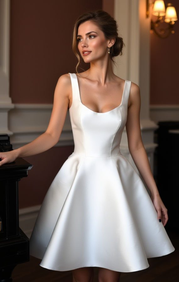 Chic Short Wedding Dress and Mini Dress with a High Neckline for a Sophisticated Style backless New Satin Short Wedding Dress silk