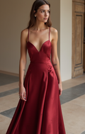 Unique Red Evening Dress & Prom Dress with Mixed Fabrics for a Standout Look New red Satin