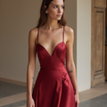 Unique Red Evening Dress & Prom Dress with Mixed Fabrics for a Standout Look New red Satin