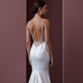 Elegant Mermaid Wedding Dress with Lace Details for a Timeless Look backless mesh New Satin