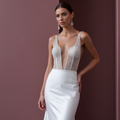 Elegant Mermaid Wedding Dress with Lace Details for a Timeless Look backless mesh New Satin