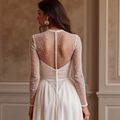 A-Line Bridal Dress with Off-the-Shoulder Sleeves for a Dreamy Look backless mesh New Satin