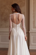 A-Line Bridal Dress with Off-the-Shoulder Sleeves for a Dreamy Look backless mesh New Satin