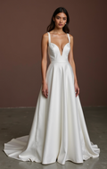 A-Line Wedding Dress with a V-Back for a Subtle Yet Elegant Touch backless New Satin