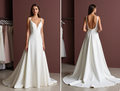 Soft A-Line White Wedding Dress with Draped Layers for an Effortless Style backless New Satin white