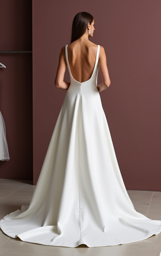 Soft A-Line White Wedding Dress with Draped Layers for an Effortless Style backless New Satin white