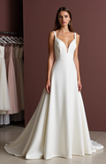 Soft A-Line White Wedding Dress with Draped Layers for an Effortless Style backless New Satin white