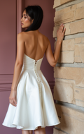 Sexy Mini Short Wedding Dress with a Backless Design for a Stunning Bridal Statement backless New Satin Short Wedding Dress silk