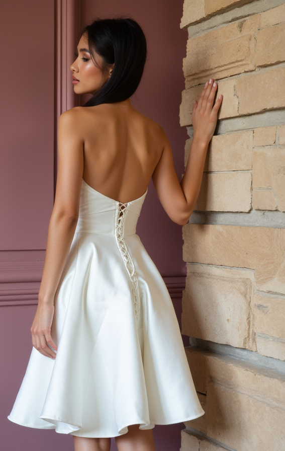 Sexy Mini Short Wedding Dress with a Backless Design for a Stunning Bridal Statement backless New Satin Short Wedding Dress silk