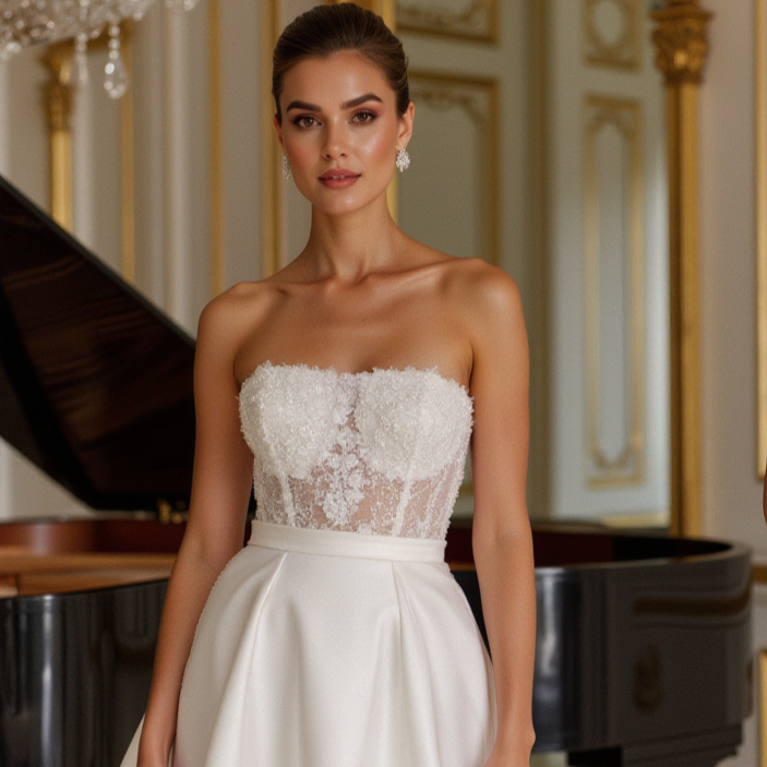 Romantic Short Wedding Dress and Mini Dress with a Tulle Skirt for a Fairytale Look backless mesh New Satin Short Wedding Dress silk