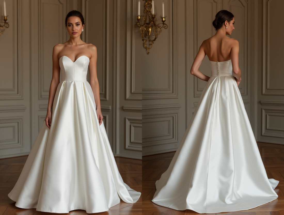 A-Line White Wedding Dress with Floral Embellishments for a Romantic Look backless New Satin white